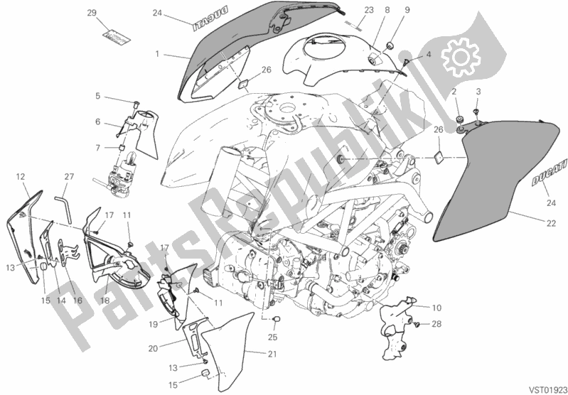 All parts for the 36b - Fairing of the Ducati Hypermotard 950 Thailand 2020